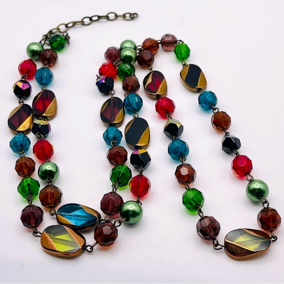 Gorgeous Vintage Long Strand Glass Beads in Vibrant Jewel Tone Colors - Picture 9 of 16